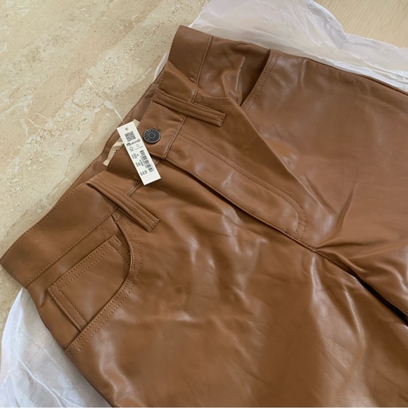 NWT Madewell Tan Faux Leather Pants - Picture 3 of 5